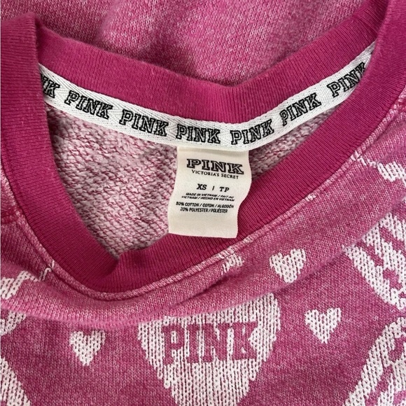 PINK Victorias Secret Women Pink White Snowflake Oversized XS Sweater - Picture 4 of 6
